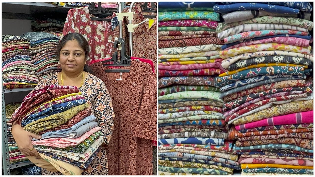 Bangalore wholesale pure cotton kurtis latest trending hand block prints single piece courier av