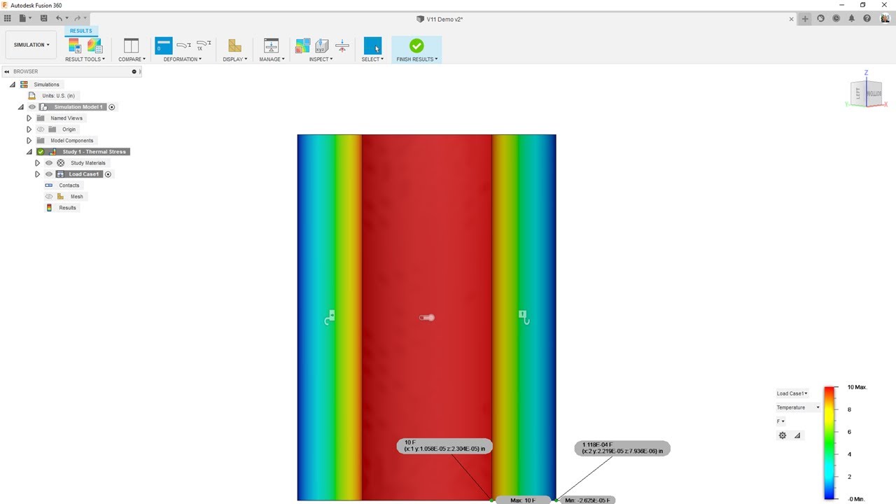 Autodesk Fusion 360 Validation 11 - Thermal Stress of a Thick Walled Cylinder