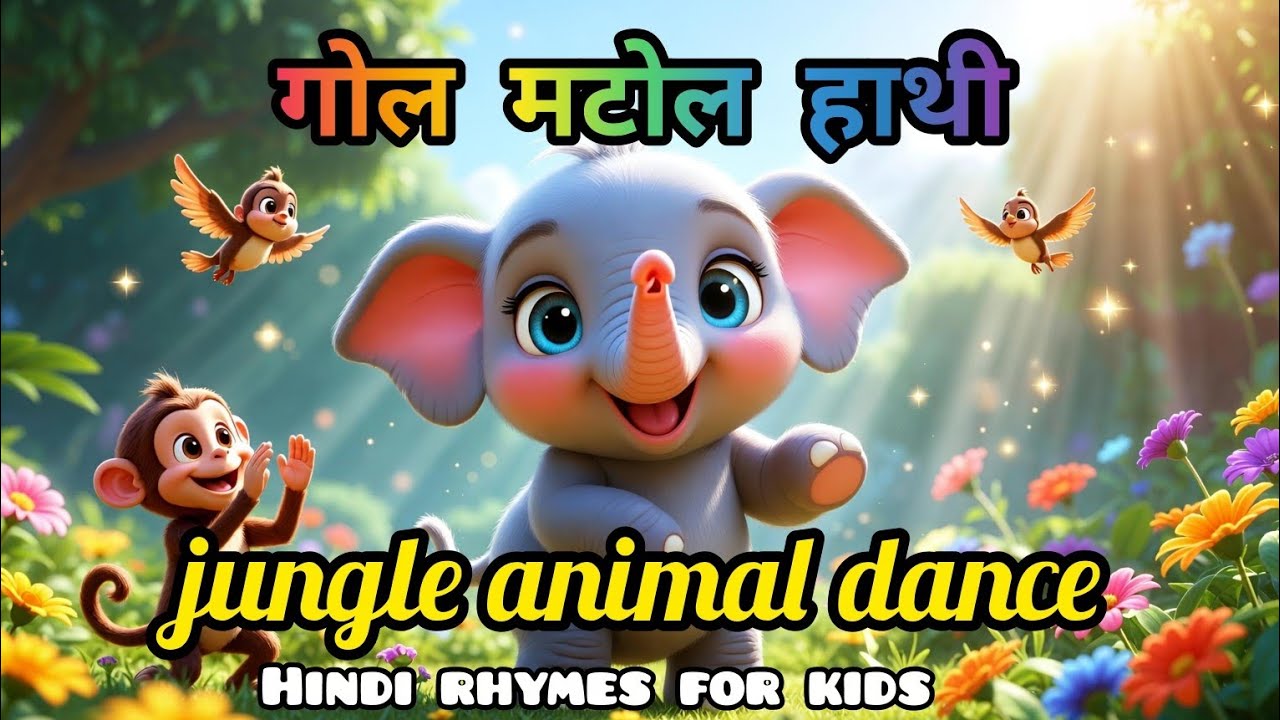 गोल मटोल हाथी 🐘 | जंगल में नाचो गाओ | Hindi Animal Rhymes for Kids