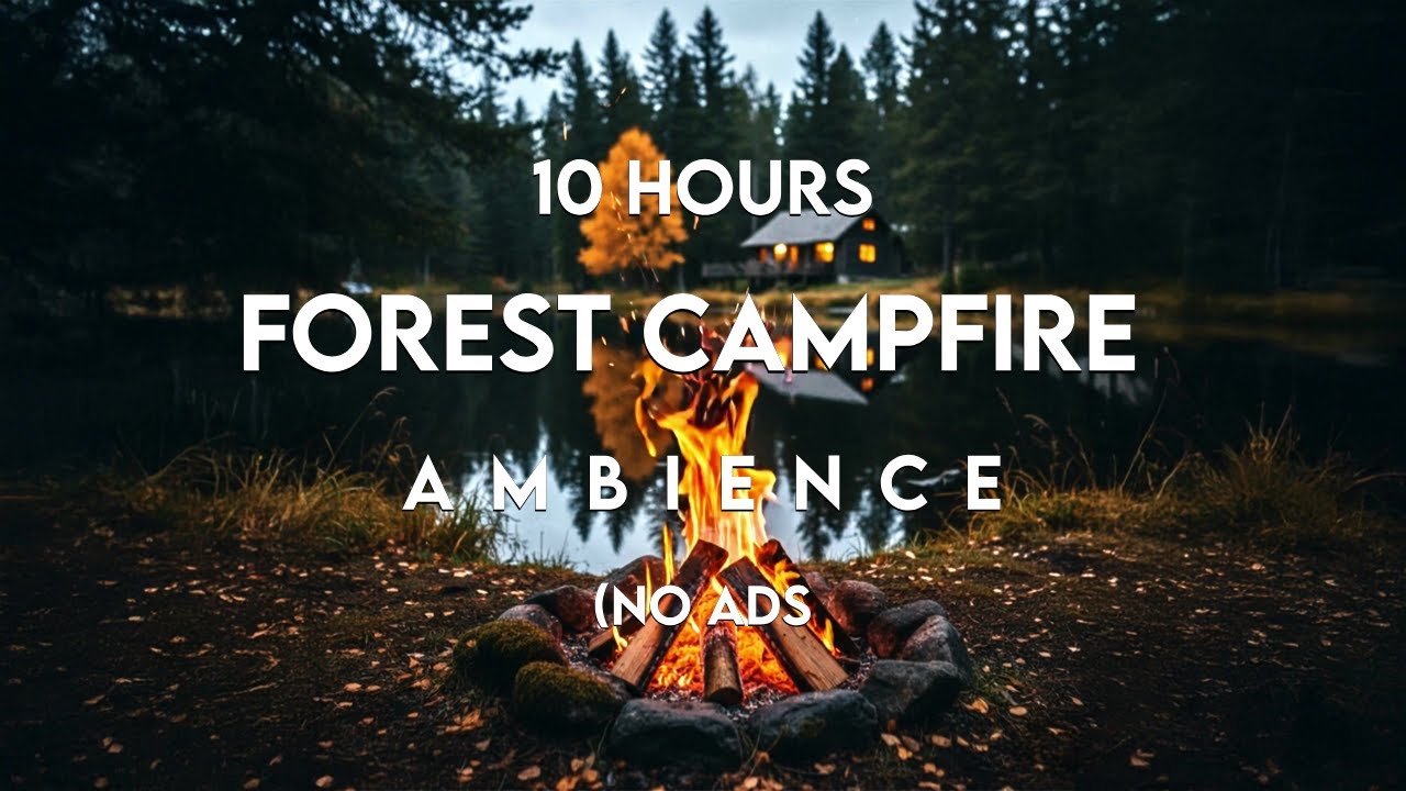 Relaxing Forest Campfire by the Lake🔥 Nature Sounds ASMR for Stress Relief & Deep Relaxation