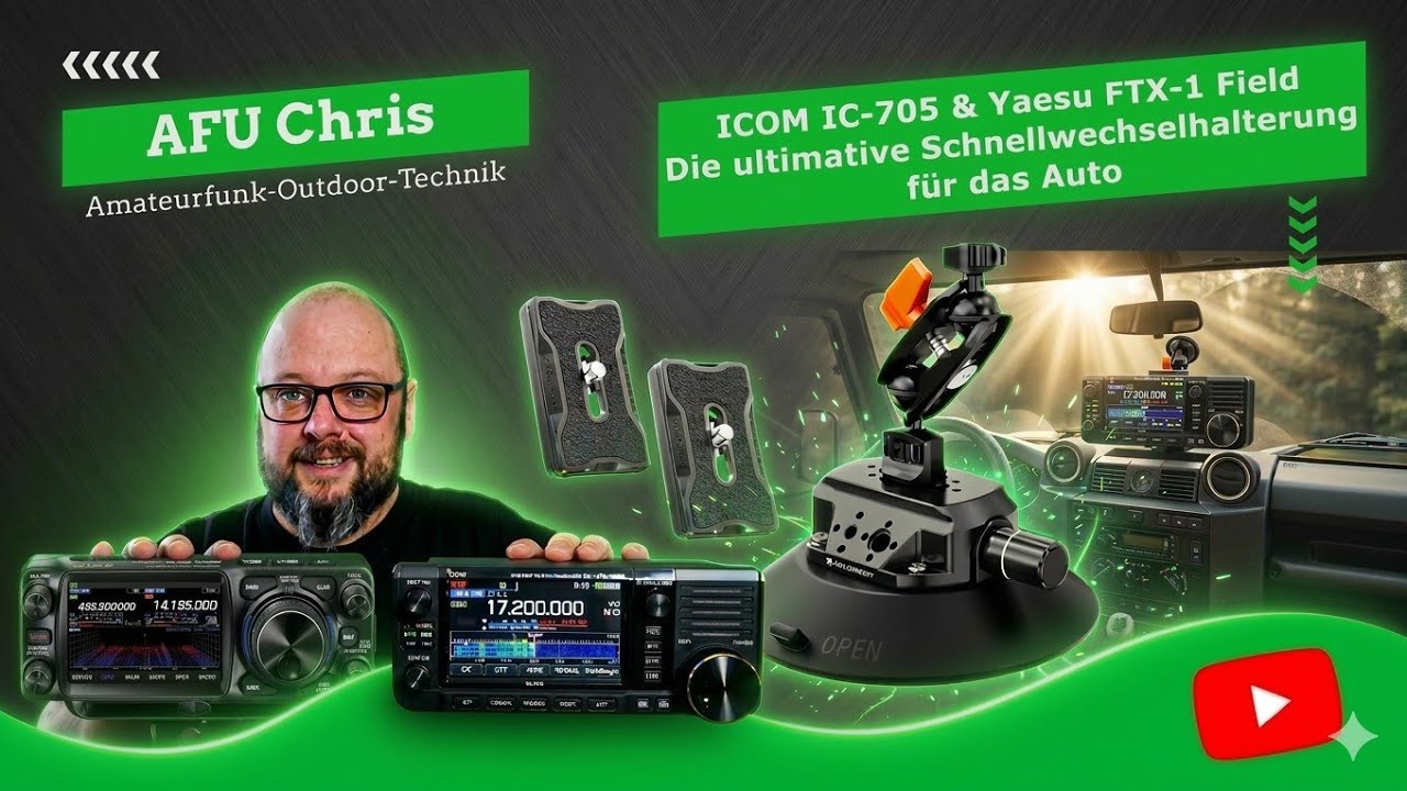 ICOM IC-705 & Yaesu FTX-1 F KFZ Halterung. Saugnapf Schnellmontage im Auto 📡! #amateurfunk #cbfunk