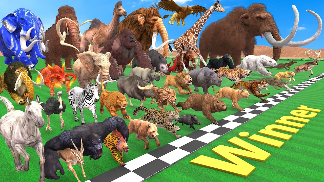 Ultimate Race 40 Wild Animals Speed Challenge: Which is the Fastest? Animal Revolt Battle Simulator
