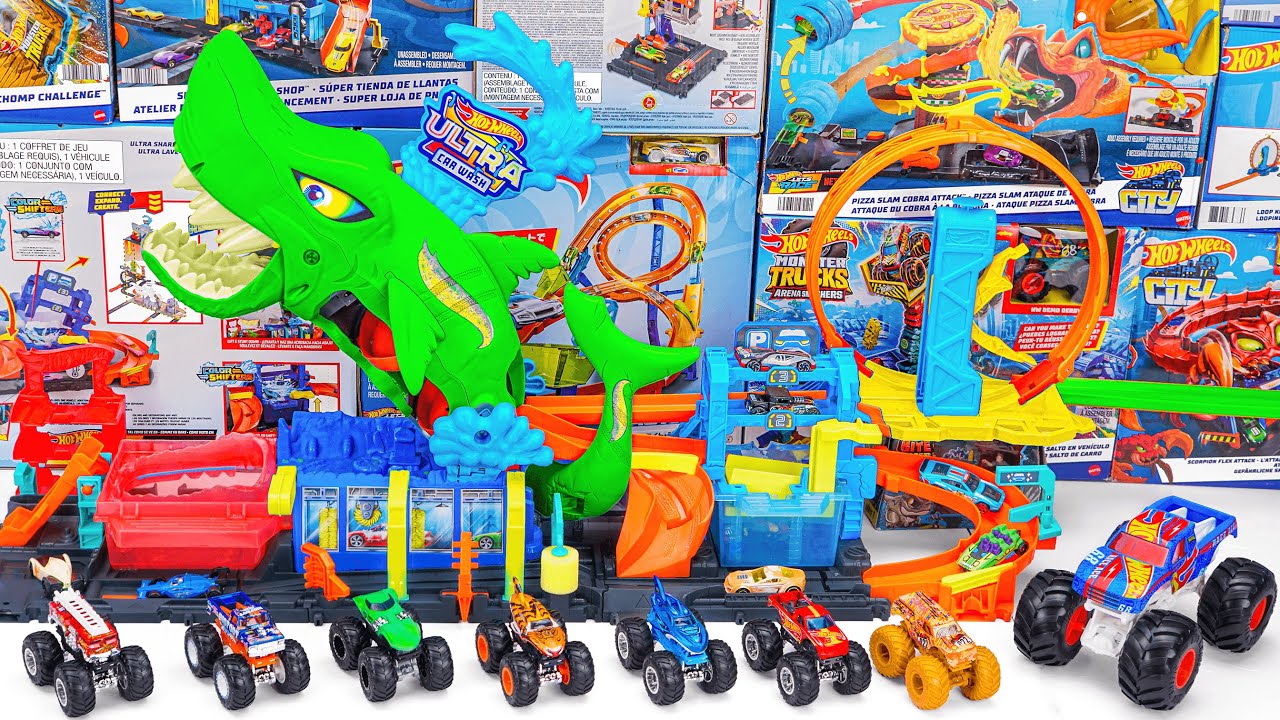 Hot Wheels Collection Unboxing Review ASMR | Hot Wheels Toy Track Set Ultra Shark Car Wash