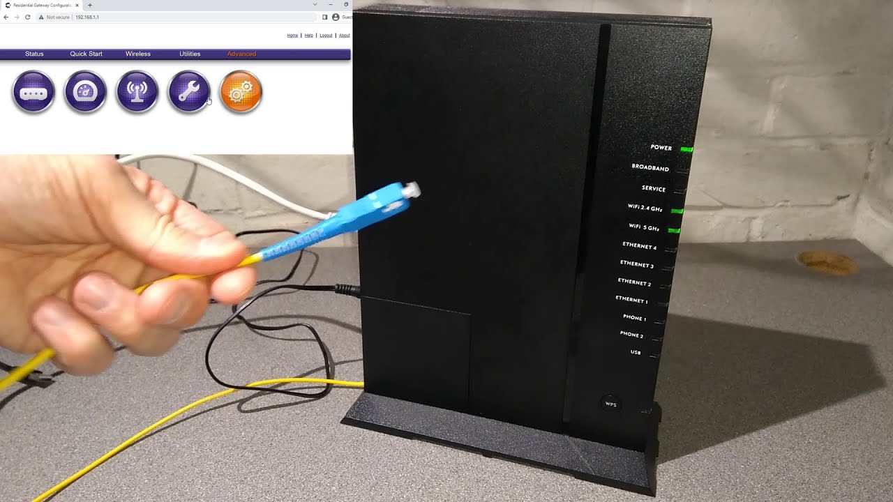 Маршрутизатор Calix GigaCentre 844G-2 GPON и веб-интерфейс.