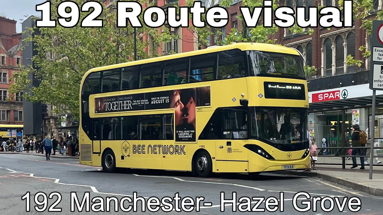 Full route visual 192 Manchester to Hazel grove via Stockport Bee network Stagecoach 