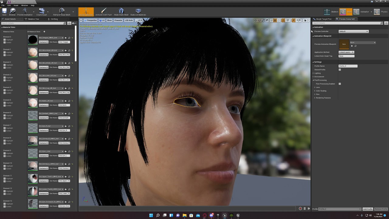 Unreal Engine - Fixing Character Creator 3 Hair Bang Physics