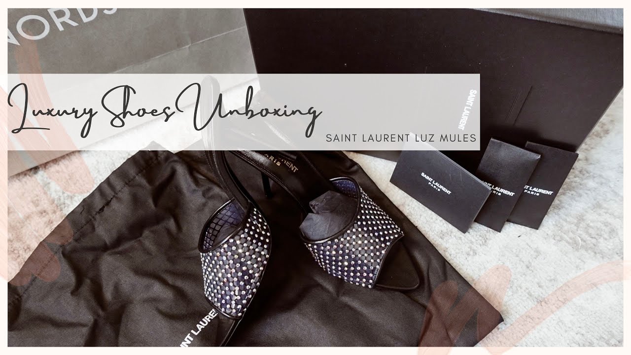 UNBOXING: SAINT LAURENT 2022 LUZ MULES with mesh & crystals review!