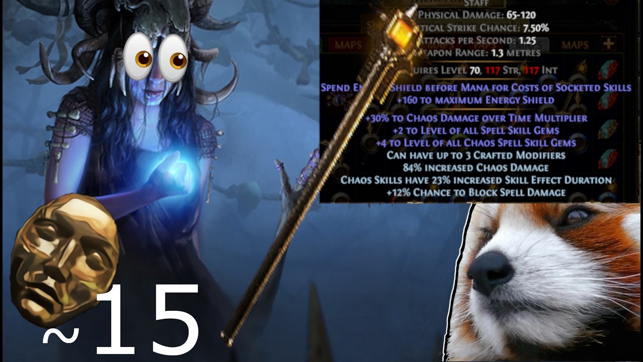 Stworzyłem broń podwajającą moje obrażenia! Path of Exile Allflame 2.29 Chaos Dot Staff Crafting