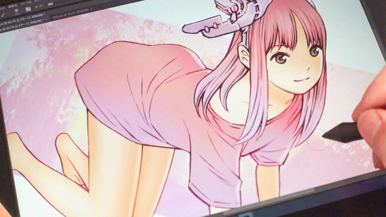 Drawing : 春の子  Analog and digital