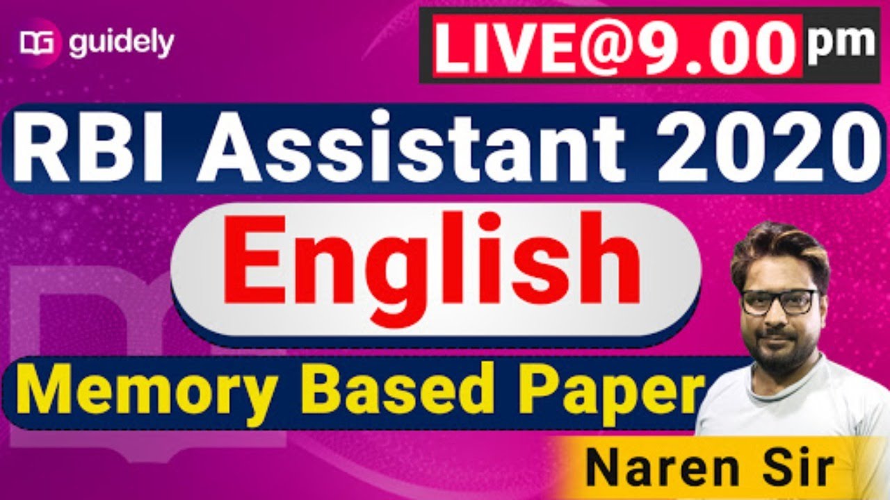 English: Memory Based Paper RBI Assistant 2020 | Naren Sir - Guidely
