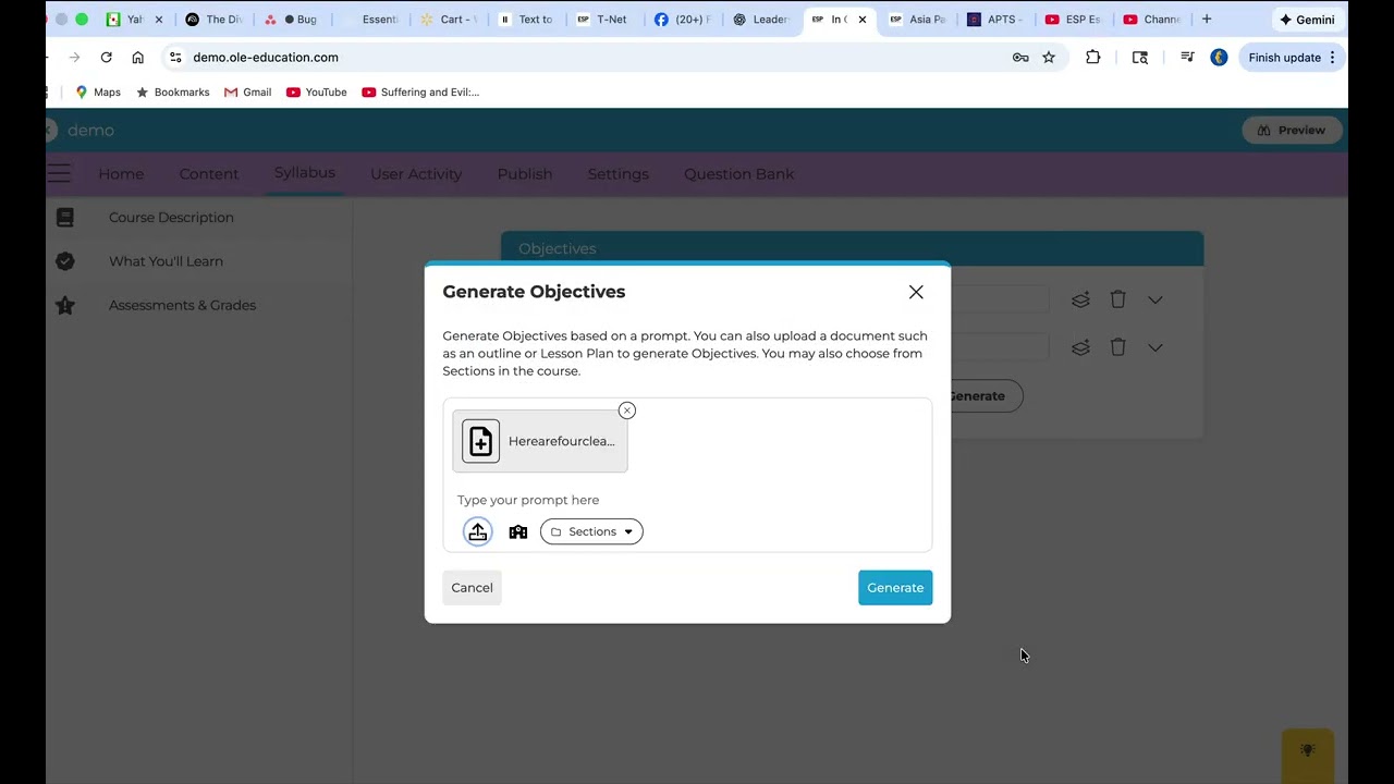 Creating objectives using AI