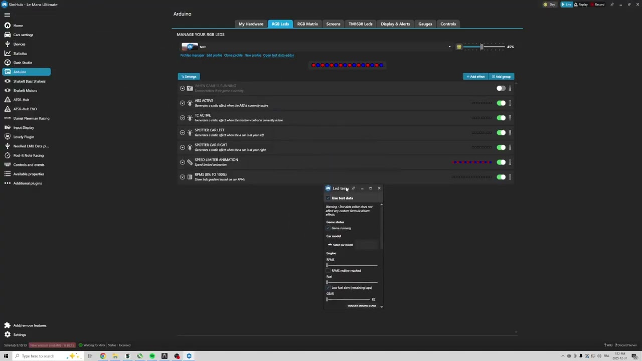 How to install 1 or 2 iFlag + 8 led brows in simhub