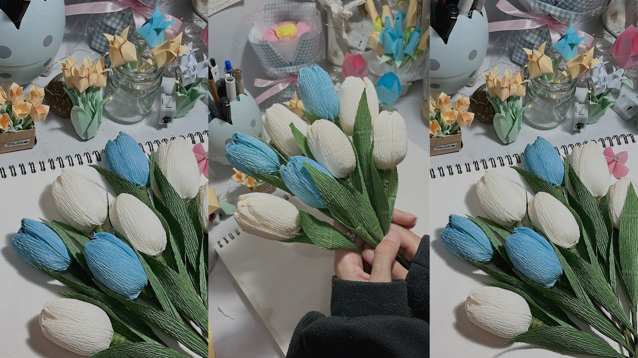 [DIY Full] Làm Hoa Tulip Giấy Nhún I Tulip Paper I Phunnhandmade  #diy #papercraft
