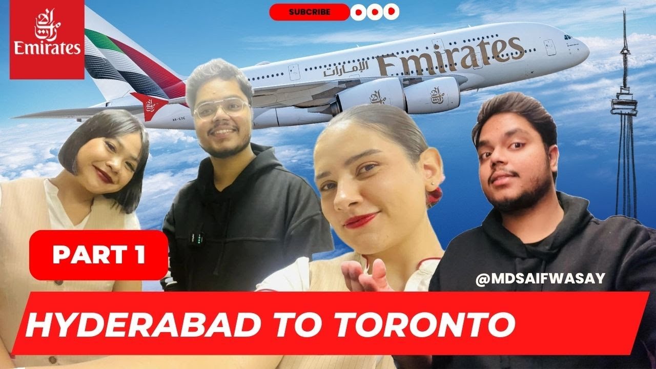 India 🇮🇳 to Canada 🇨🇦 Travel Vlog Part 1: Food in Emirates A380 Economy Class #emirates #canada