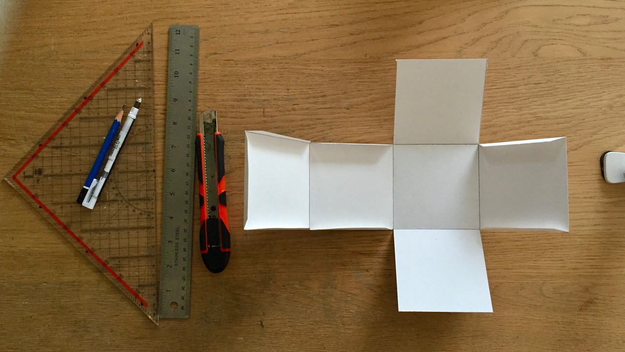 How to make a cube out of a sheet of paper -  Draw the Net for a Cube by hand using  ✏️ 📐📏  and ✂️
