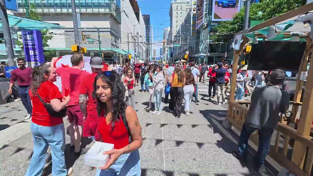 Granville Street in Vancouver after Canada defeats South Africa 1-0 at the 2026 FIFA World Cup
