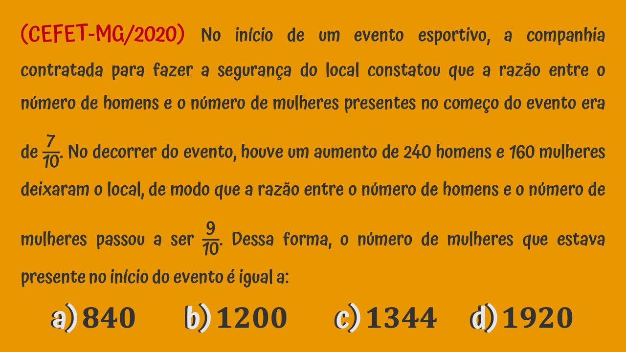 EXERCÍCIO DE RAZÃO | CEFET-MG (2020) | MATEMÁTICA BÁSICA | CAIU NO VESTIBULAR #01