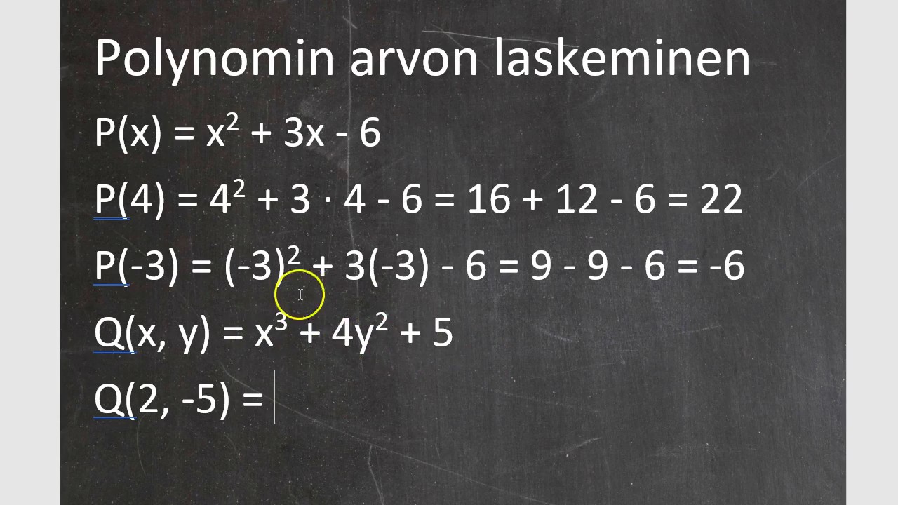 Kolmio: 8. luokan matematiikka: 2. osa Polynomin arvo