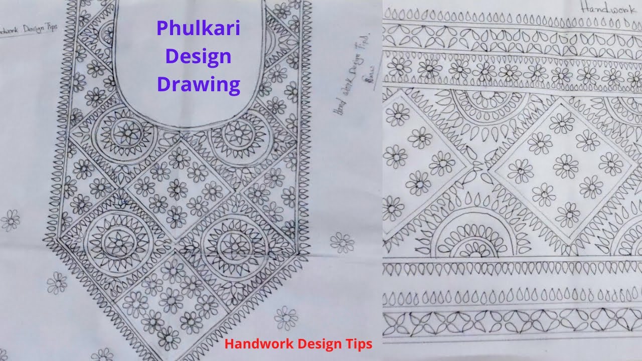 New Phulkari Design Drawing/হাতের কাজের জামার ডিজাইন ড্রয়িং