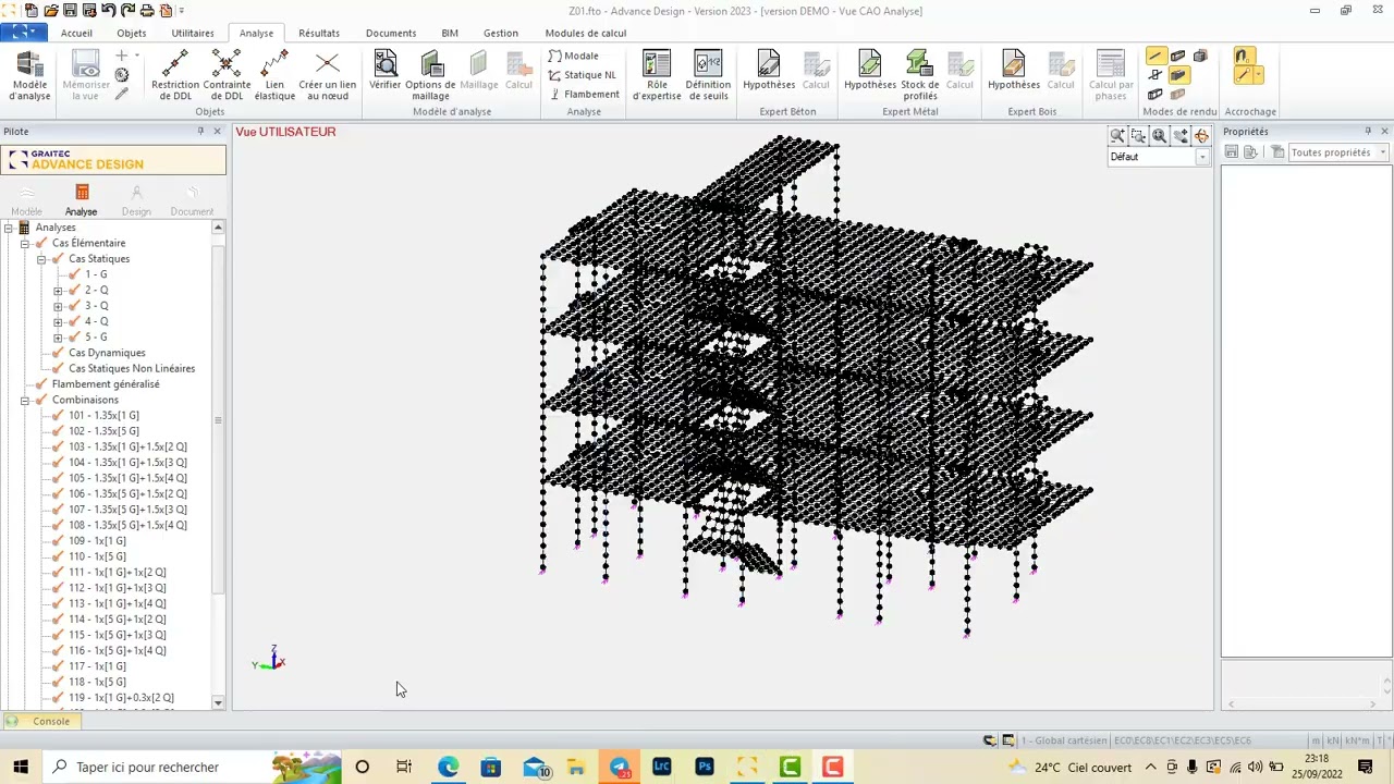 ADVANCE DESIGN 2023  DIMENSIONNEMENT R+3 en BETON ARME CHARGEMENTS ET ANALYSE