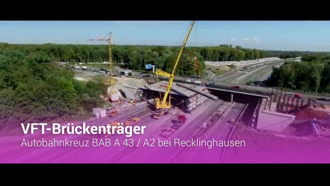 Auslieferung und Montage der Brücken-Träger BAB A43