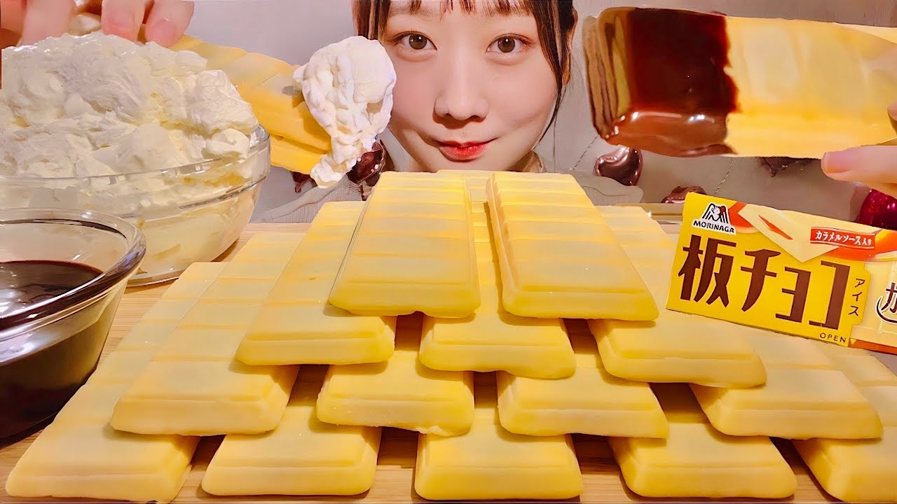 ASMR Хрустящее мороженое со вкусом пудинга【русские субтитры】【Mukbang/ Eating Sounds】