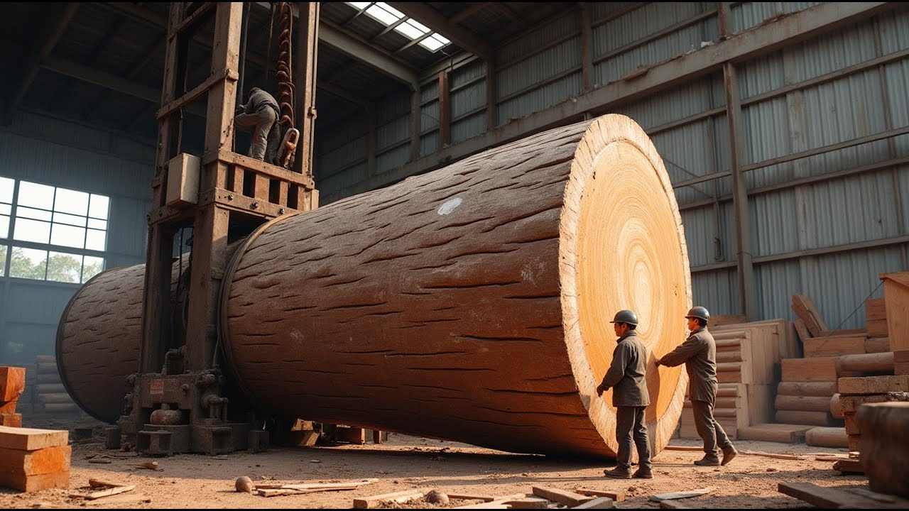 Inside The Biggest Timber Factory: The Journey Processing Giant Tree Trunk Into a Luxury Round Table