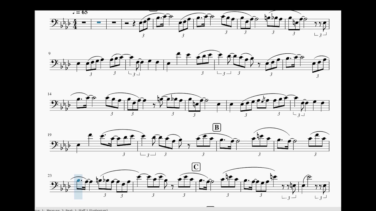 Sweet Memories Euphonium Solo Score