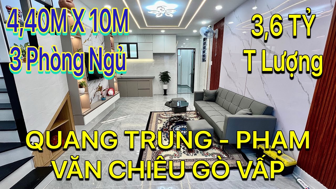 Bán Nhà Gò Vấp 1992} Chỉ 3,6 Tỷ Nhà DT : 4,40M X 10M Có 3 Phòng Ngủ 1 P Dưới Trệt . Quá Rẻ