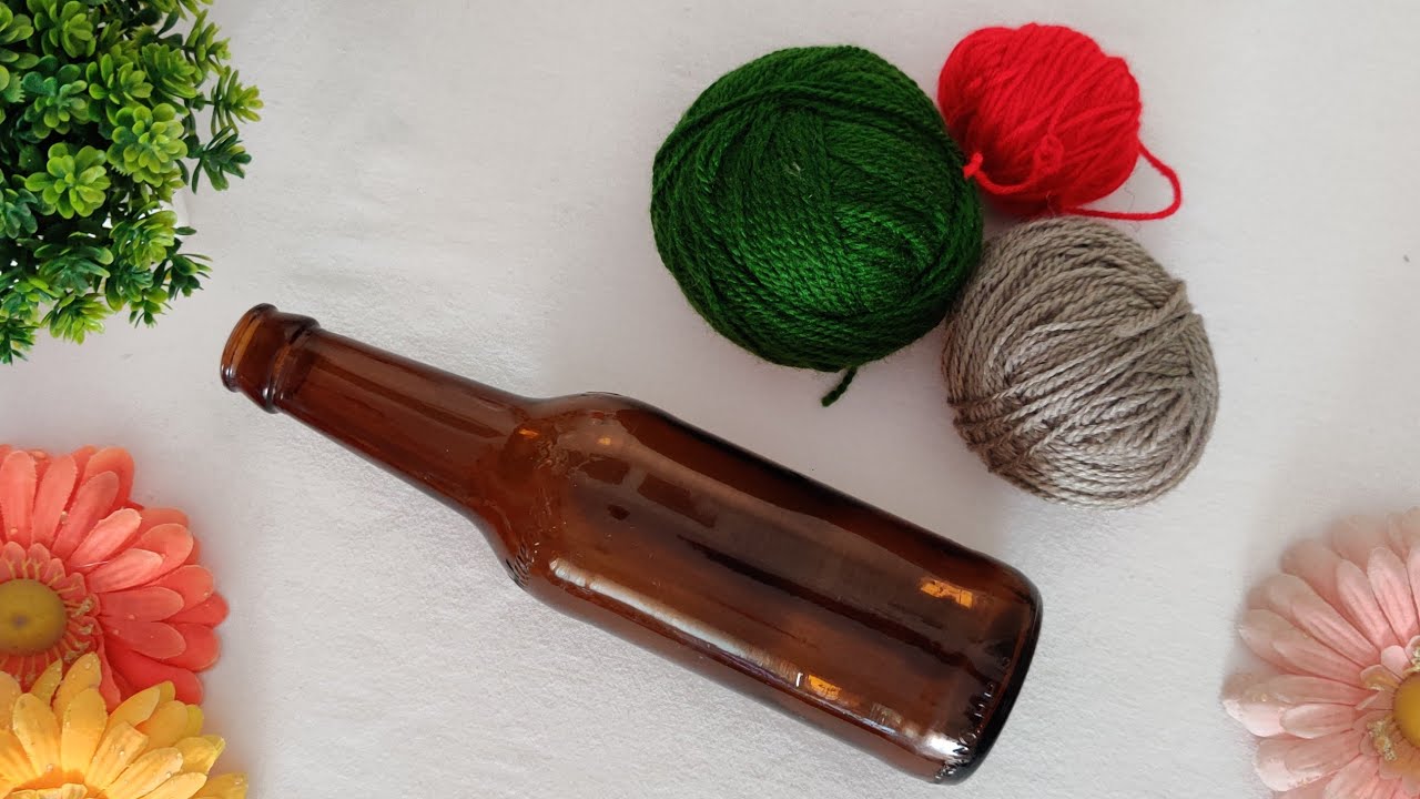 Easy Bottle Art  With Woolen Thread | DIY Bottle Decoration Ideas | Kashmira art