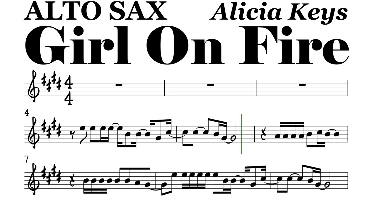 Girl On Fire Alto Sax Sheet Music Backing Track Play Along Partitura
