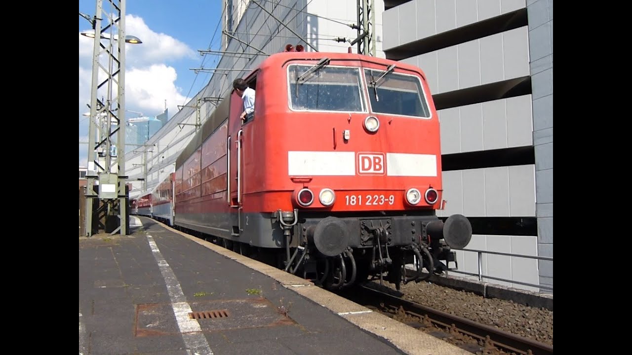 Baureihe 181 mit DB AutoZug Ausfahrt D&uuml;sseldorf Hbf