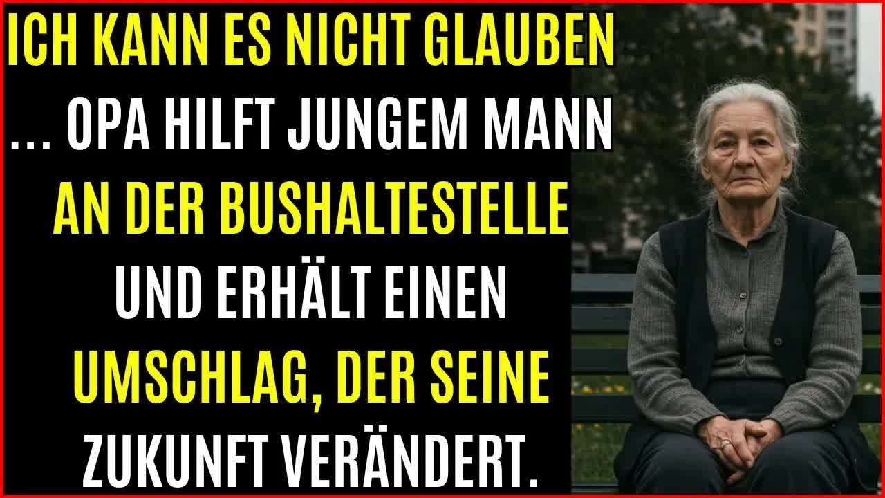 Ich kann es nicht glauben ... Opa hilft jungem Mann an der Bushaltestelle und erhält einen Umschlag