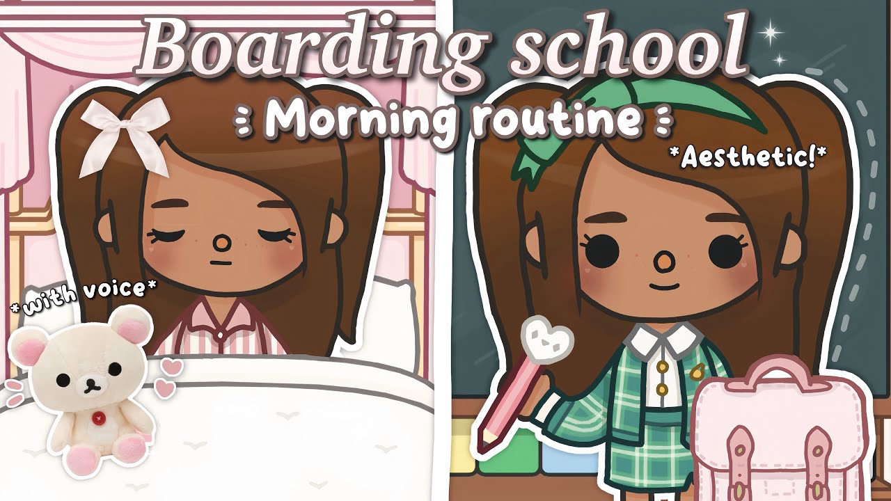 Aesthetic morning routine as a boarding school student 🎀📓 *WITH VOICE* II Toca boca roleplay