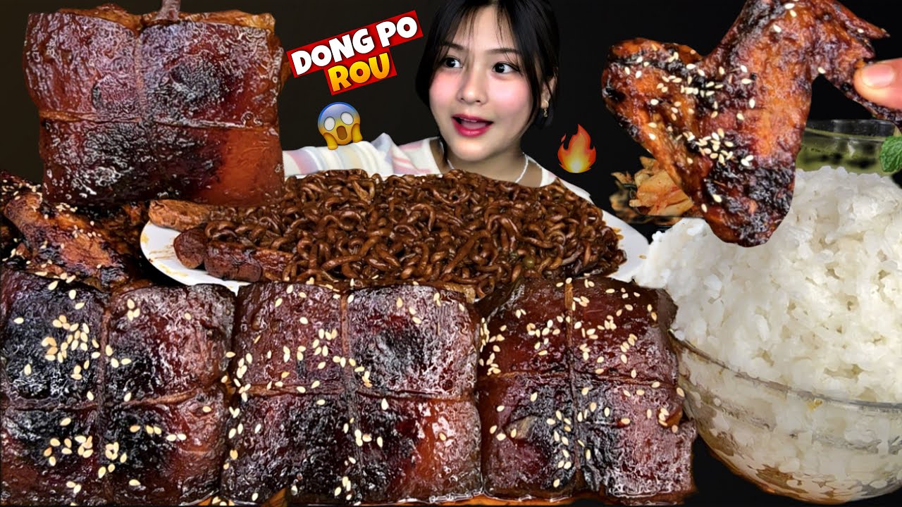 DONG PO ROU😍( CHINESE STYLE PORK ) WITH STICKY RICE & NOODLES🔥 | PORK MEAN MUKBANG | #mikasa