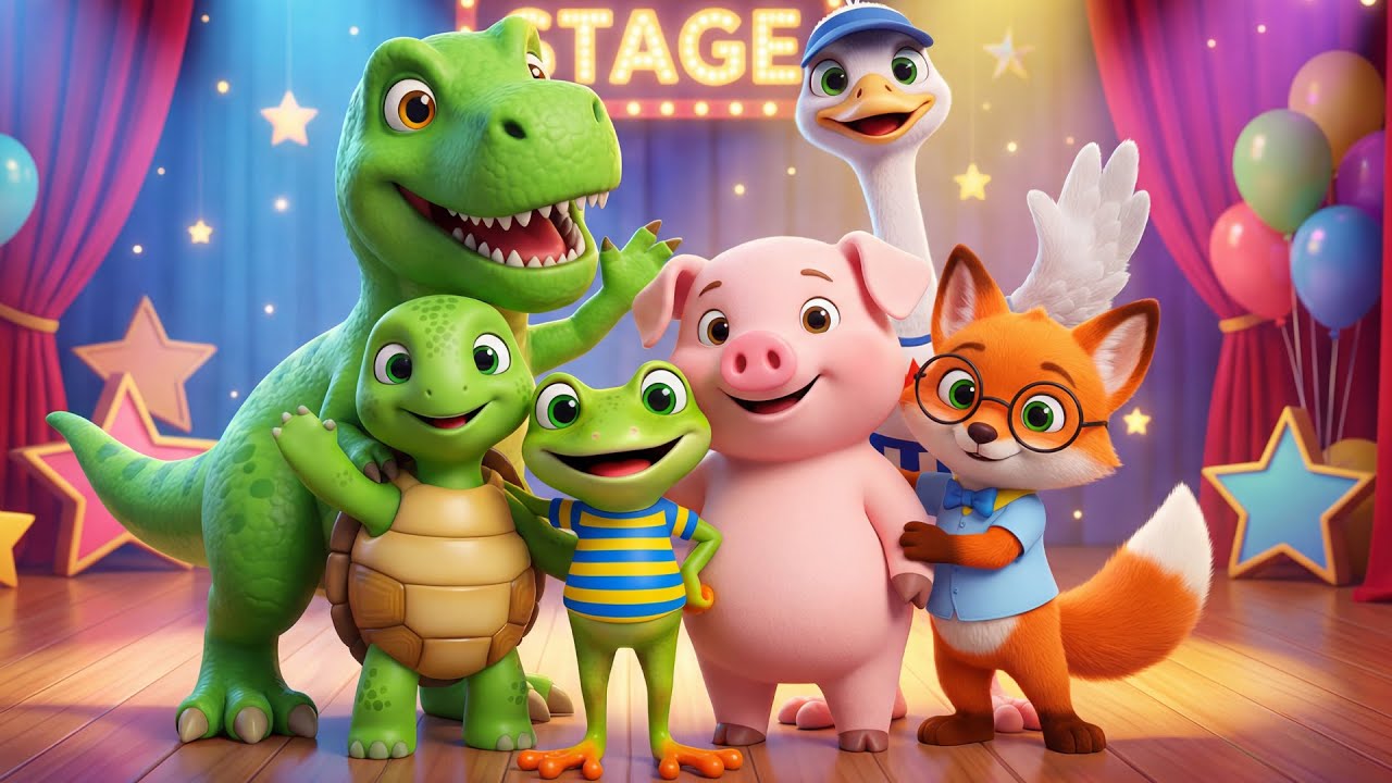 La Ranita Baila Alegremente 🐸 El Dinosaurio Baila 🦖 El Cerdito Baila 🐷 | Canciones Infantiles 3D