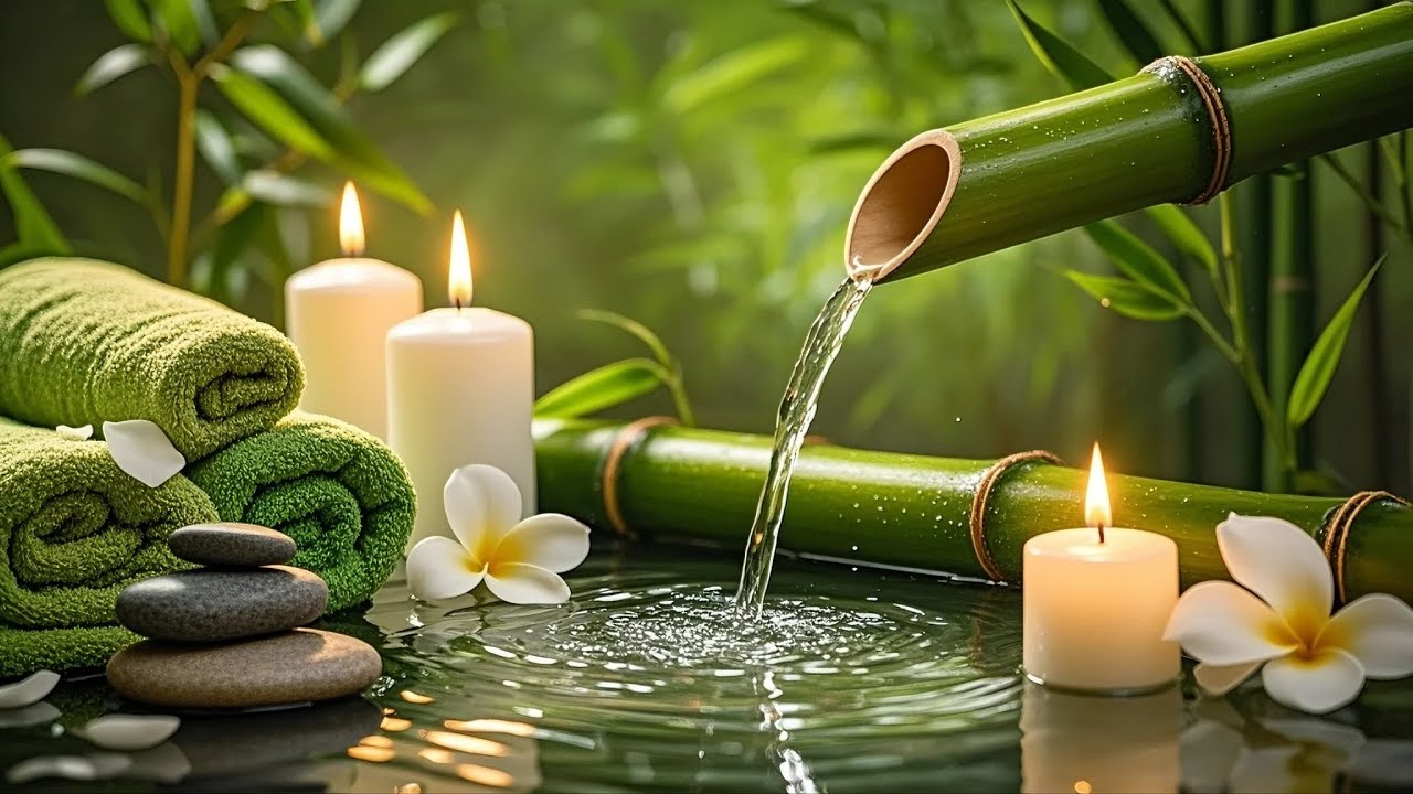Relaxing Sleep Music with Bamboo Water Sounds 🌿Calm Mind, Stress Relief, Deep Healing & Meditation