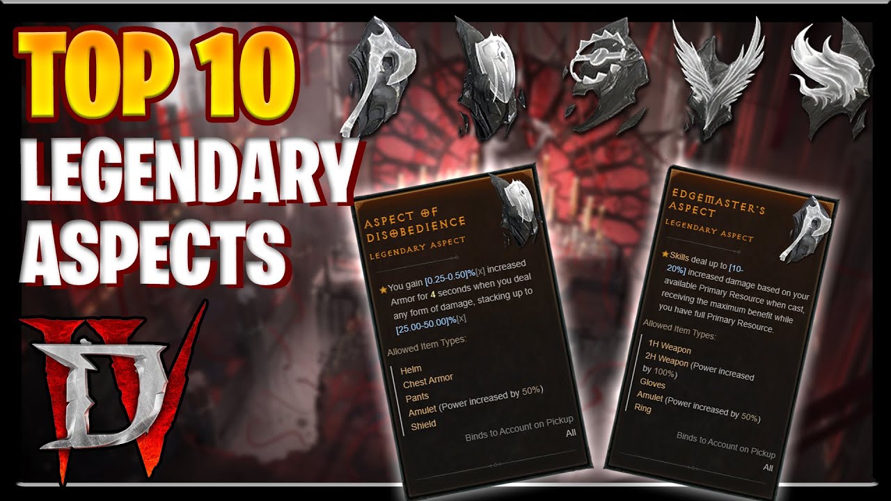 Diablo 4 Top 10 Best Legendary Aspects From Dungeons : and Locations (All Classes NON Specific)