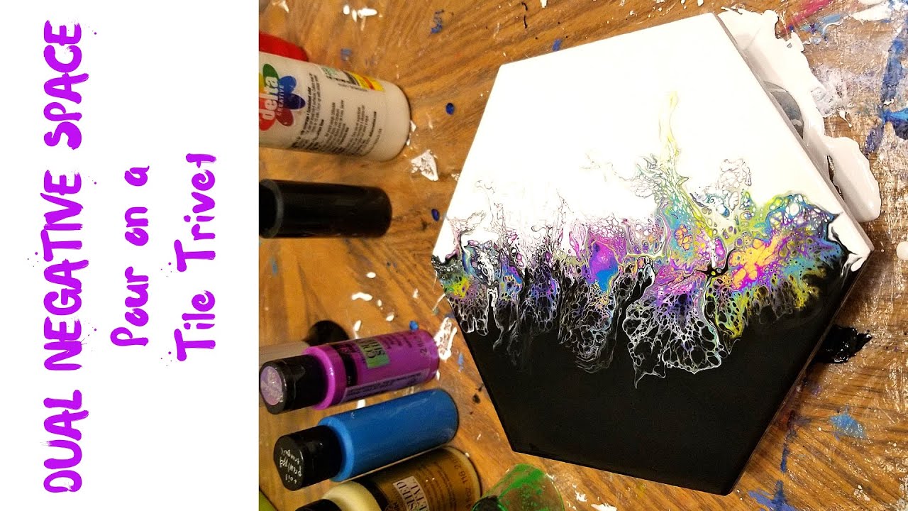 How to Create a Dual Negative Space Pour on Tile Trivet