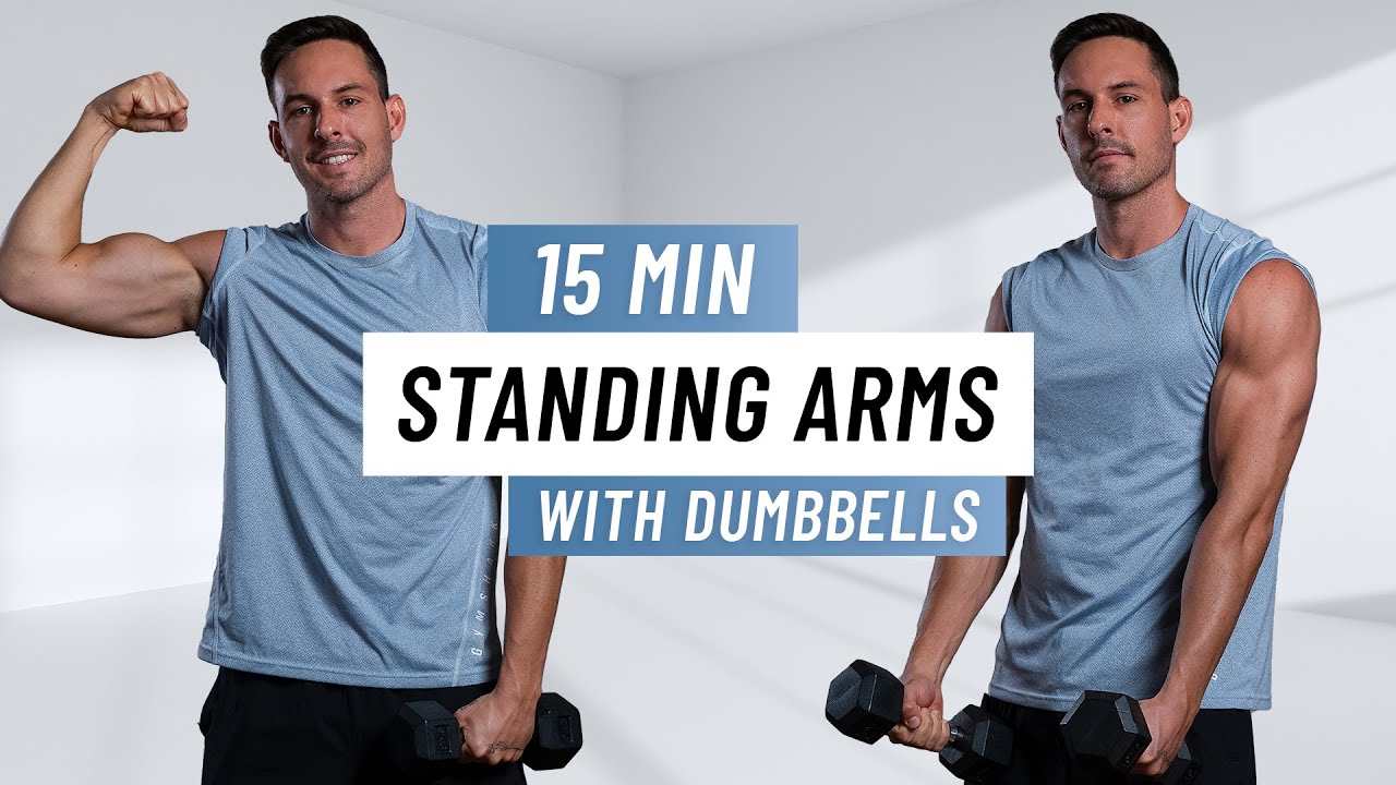 15 MIN STANDING ARM WORKOUT - With Dumbbells - Shoulders, Biceps and Triceps (No Pushups)