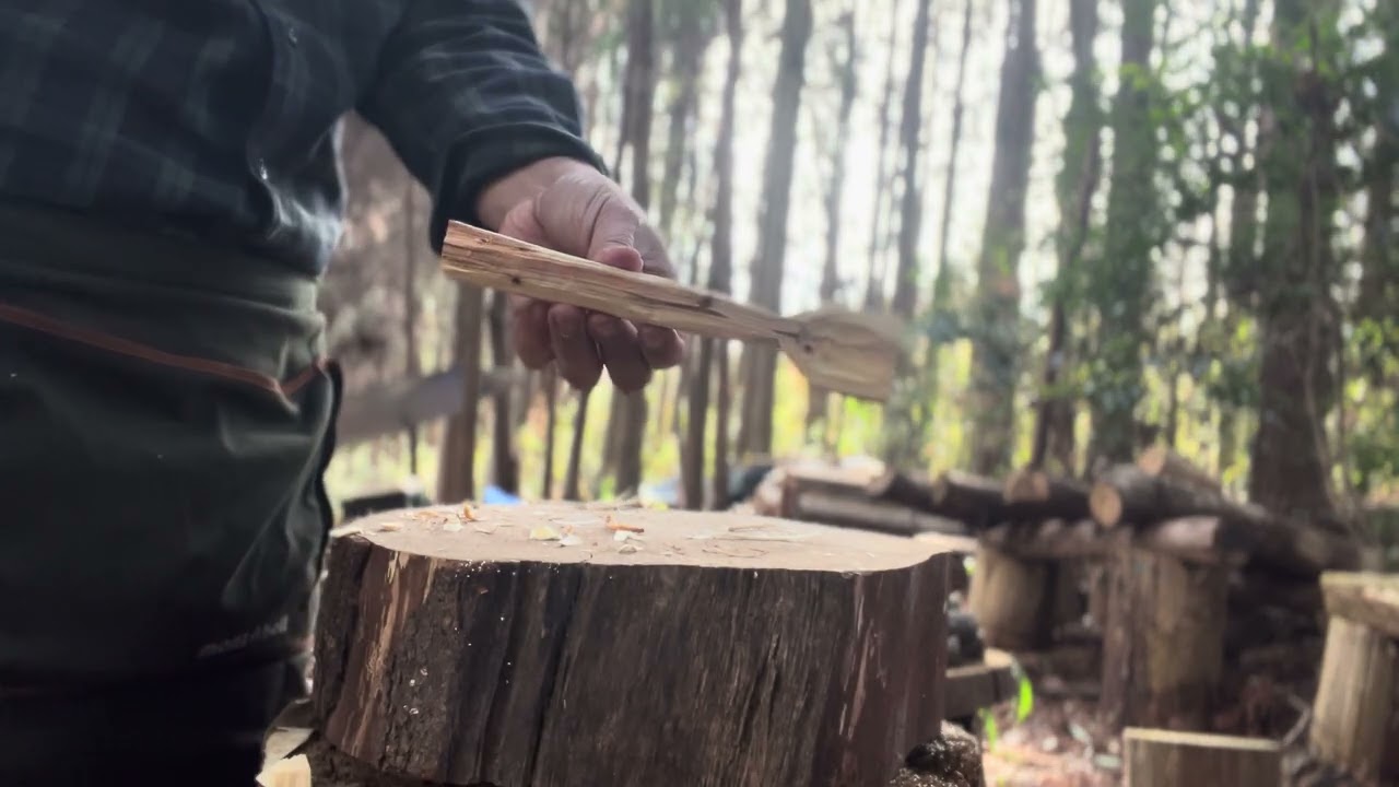 (#5-3) 枝から作るスプーンの木彫り　15センチ/ウワミズザクラ
