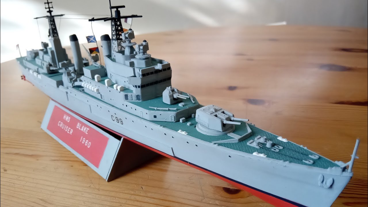 HMS Blake Royal Navy Cruiser 1960s scale model ship