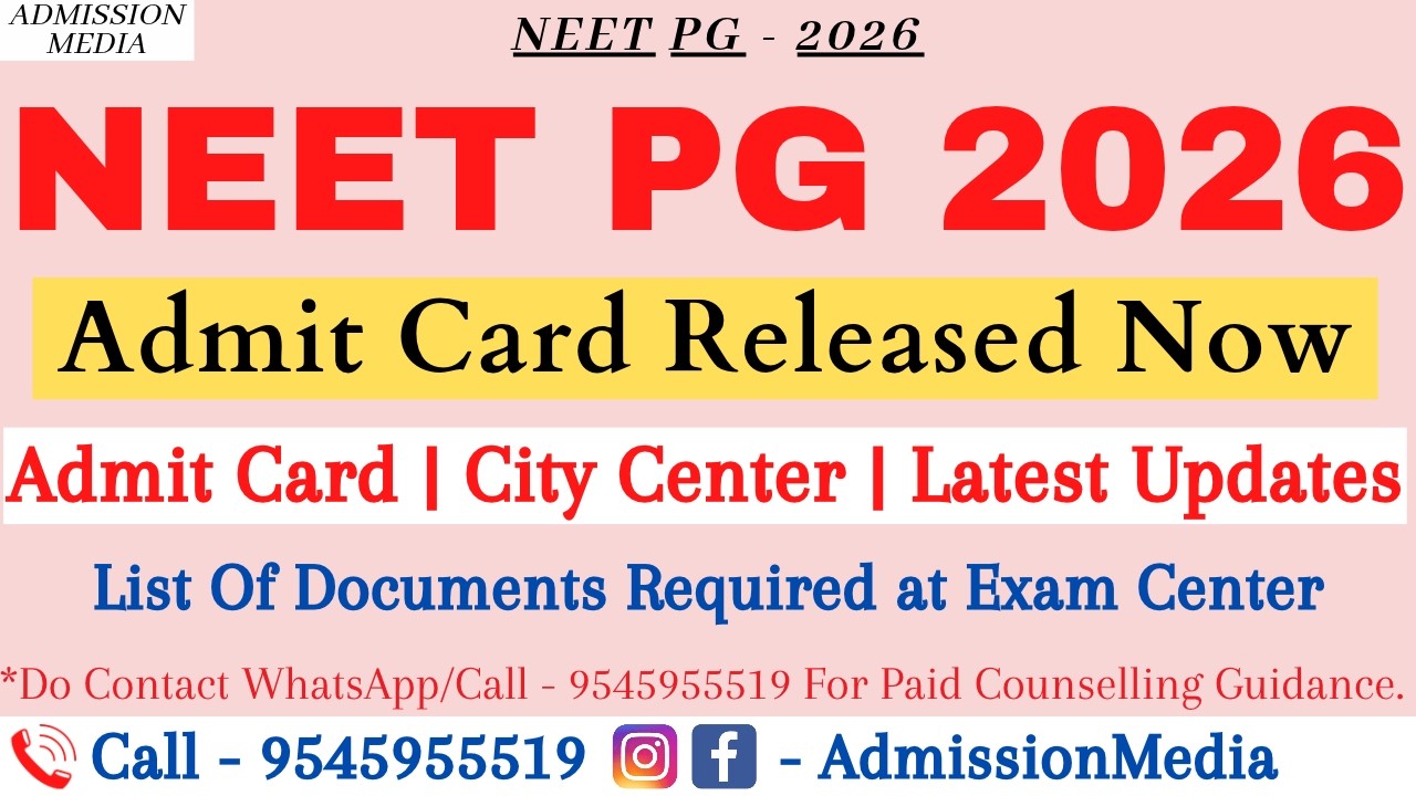 NEET PG 2026 | Admit Card Released | NBEMS Notification | List of Documents Required at Exam Centre 