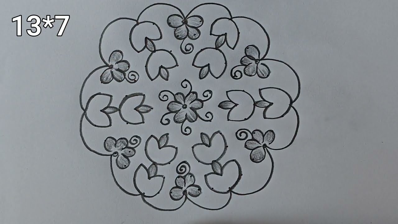 Simple deepa Rangoli #dailyrangoli #kolangal #kolam #muggulu #rangoli 