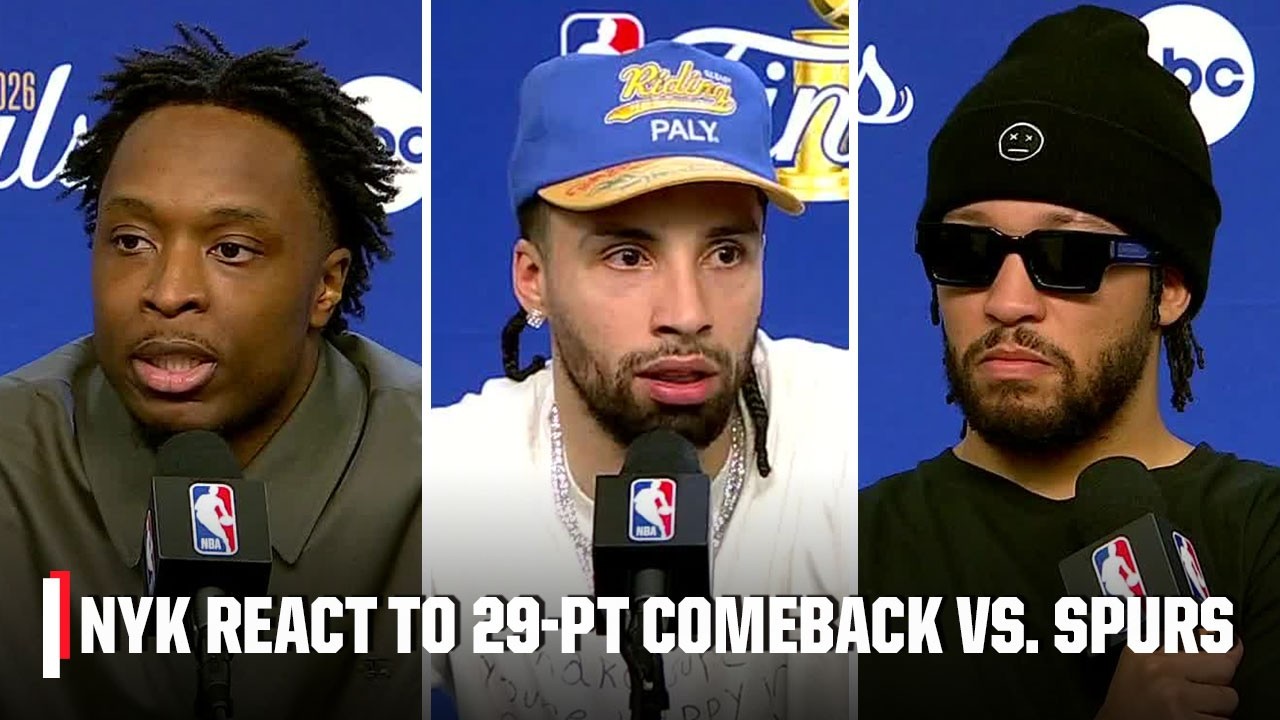 OG Anunoby, KAT & New York Knicks react to EPIC Game 4 comeback vs. Spurs | 2026 NBA Finals