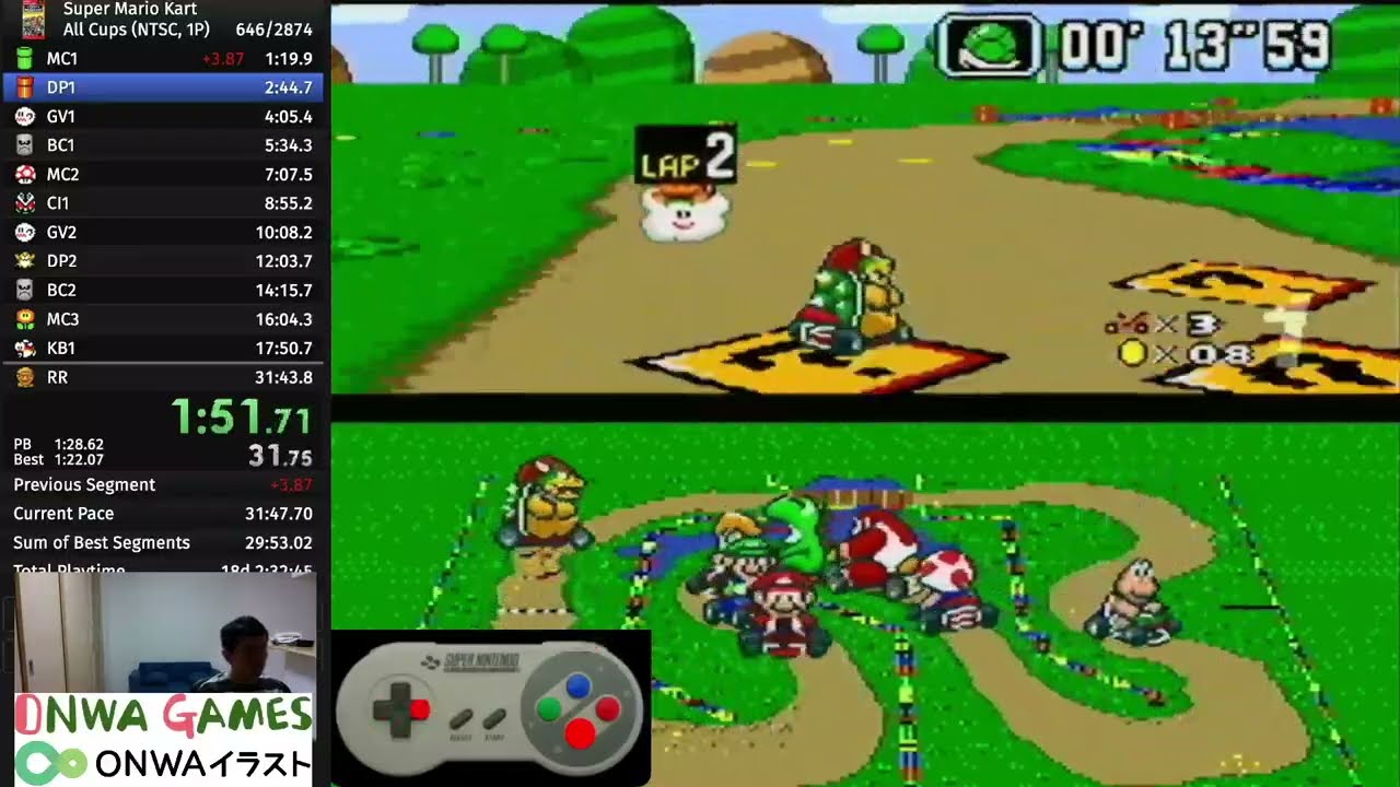 [世界6位相当]スーパーマリオカートRTA 32分32秒 NTSC 1P