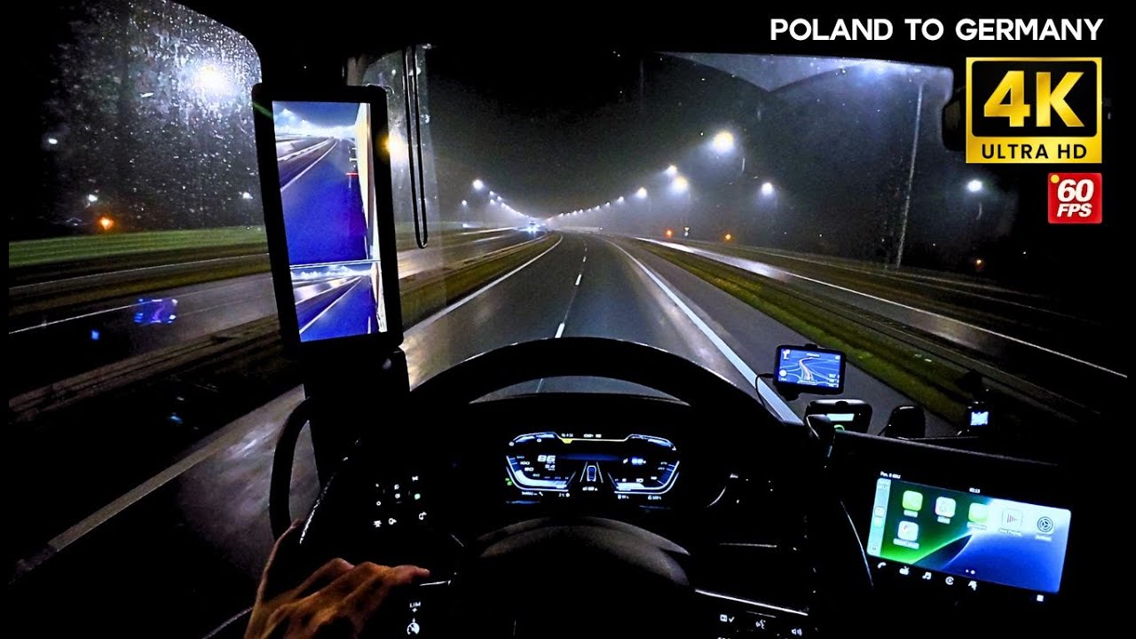 Night Trucking POV: Poland to Germany | 4K 60FPS | Relaxing Road Trip & Life on the Road Truckwash
