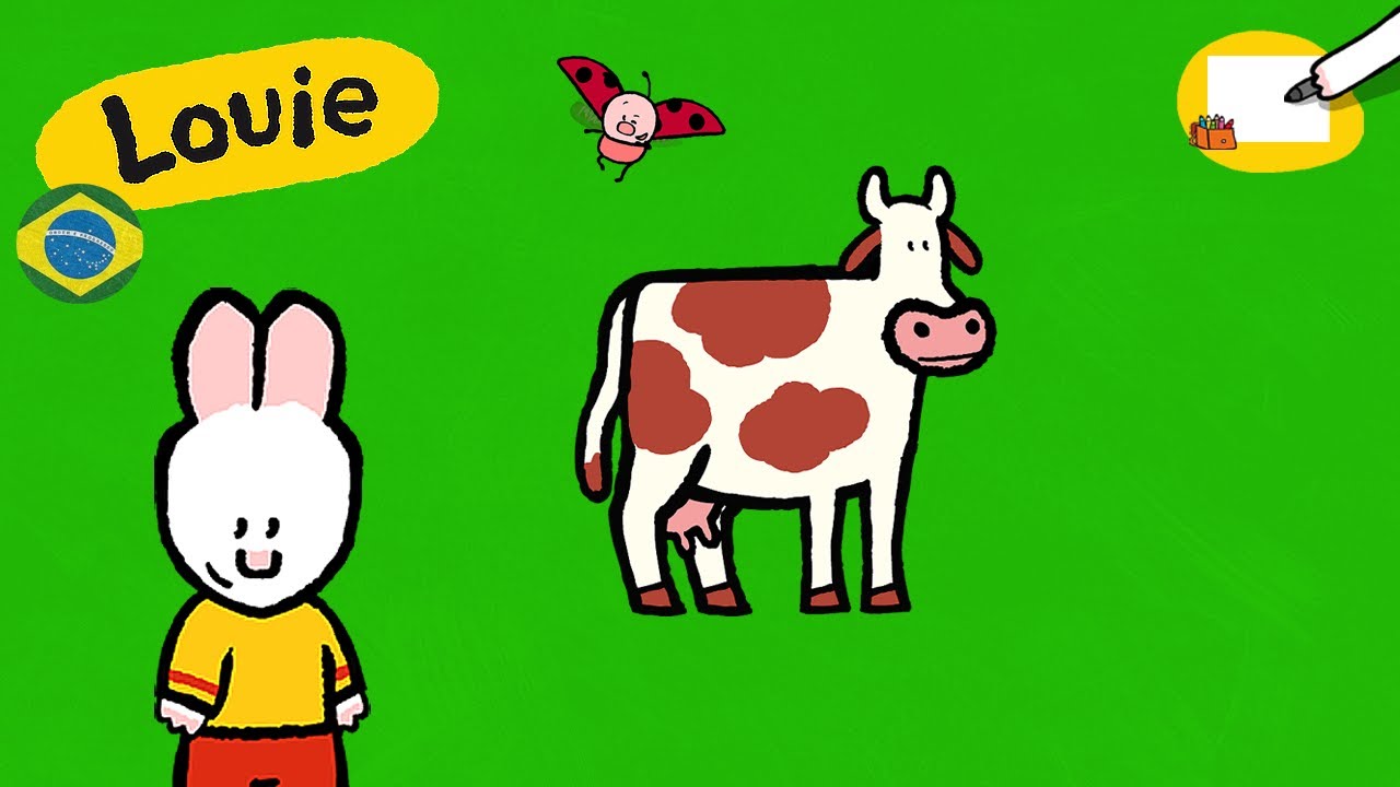 Louie, desenhe me 🎨✐ Louie, desenhe uma Vaca ✐ | Desenhos animados para crianças