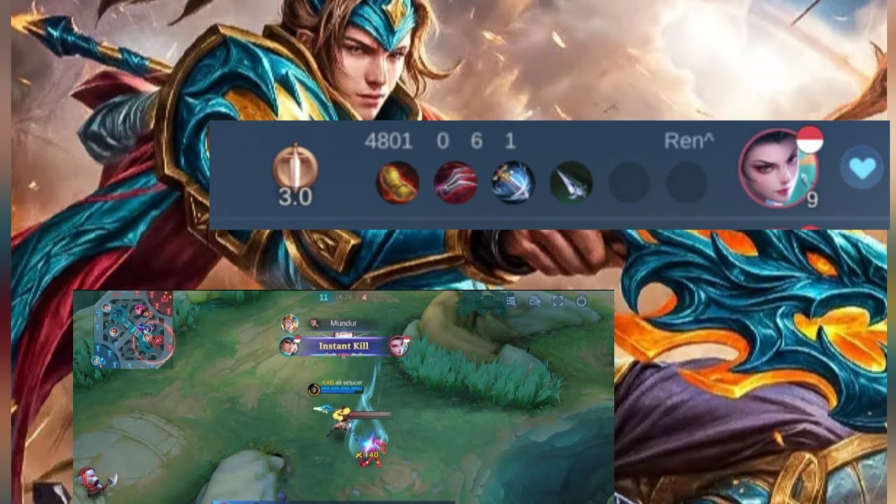 zilong one hit lok hanabi sampai dapat coklat #mobilelegends