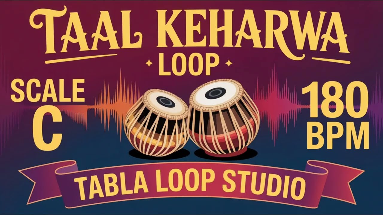 Taal Keherwa Loop for all Songs | 180 BPM | Scale C | Bhajans, Songs #tablarhythm #tablaloopstudio